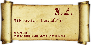 Miklovicz Lestár névjegykártya